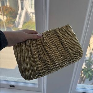 Brand New Loeffler Randall Gold Pleated Clutch